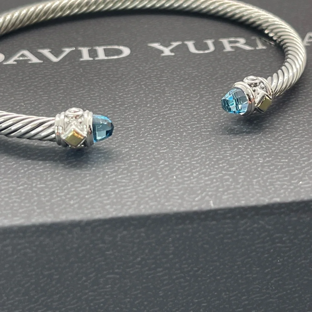 David Yurman Renaissance Blue Topaz Bracelet with 18K Yellow Gold - Picture 2 of 15
